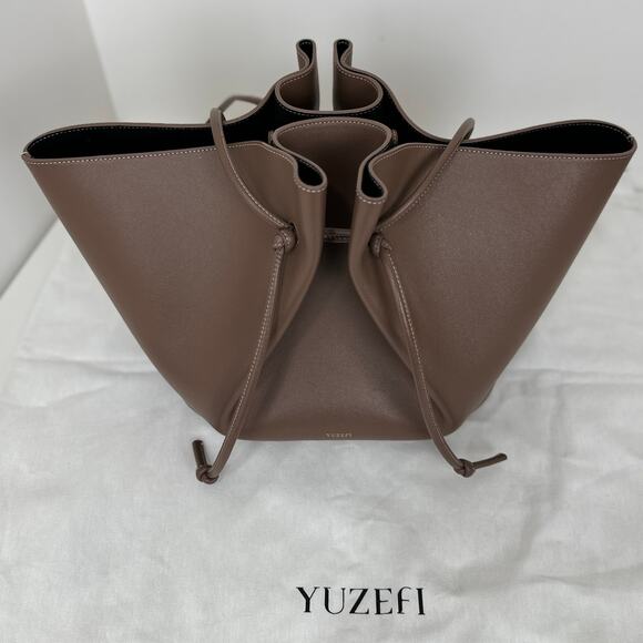 Yuzefi Mochi Large Tote Bag Brown Leather Designer Contemporary Minimalist - Picture 5 of 16